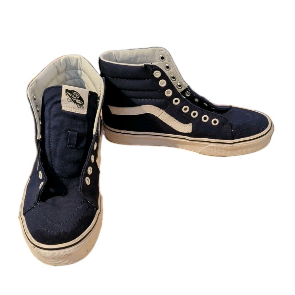 VANS High Top Shoes Mens Size 7.5 Navy Blue All Canvas Needs Laces